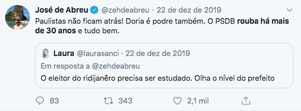Postagem de José de Abreu gerou ação do PSDB