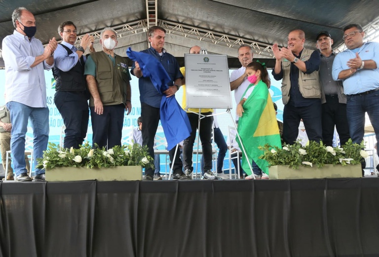 Presidente da República, Jair Bolsonaro, e o ministro Rogério Marinho participaram da cerimônia – Foto: MDR