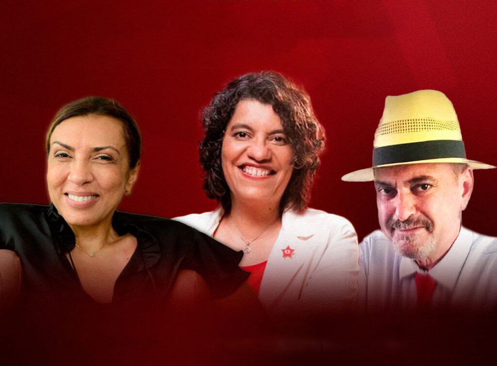 Cida Ramos (esquerda), Estela Bezerra (centro) e Jeová Campos (direita) - Foto: Reprodução