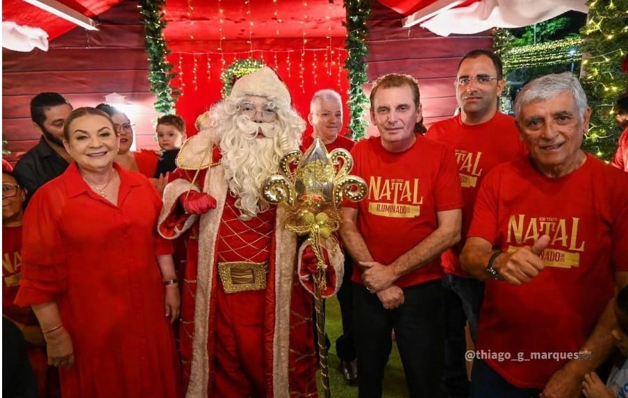 Prefeita Magna Gerbasi durante a abertura do Natal Iluminado de Rio Tinto - Foto: Reprodução/Thiago Marques