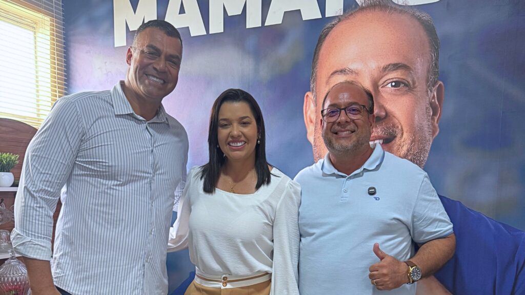 Prefeito de Sapé, Major Sidnei, a pré-candidata Denise Ribeiro e o vereador Crisanto Segundo - Foto: Divulgação